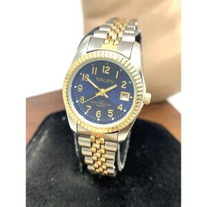 Gruen Women's Watch PIM193L Blue Dial Date Quartz Two Tone Stainless Steel 25mm